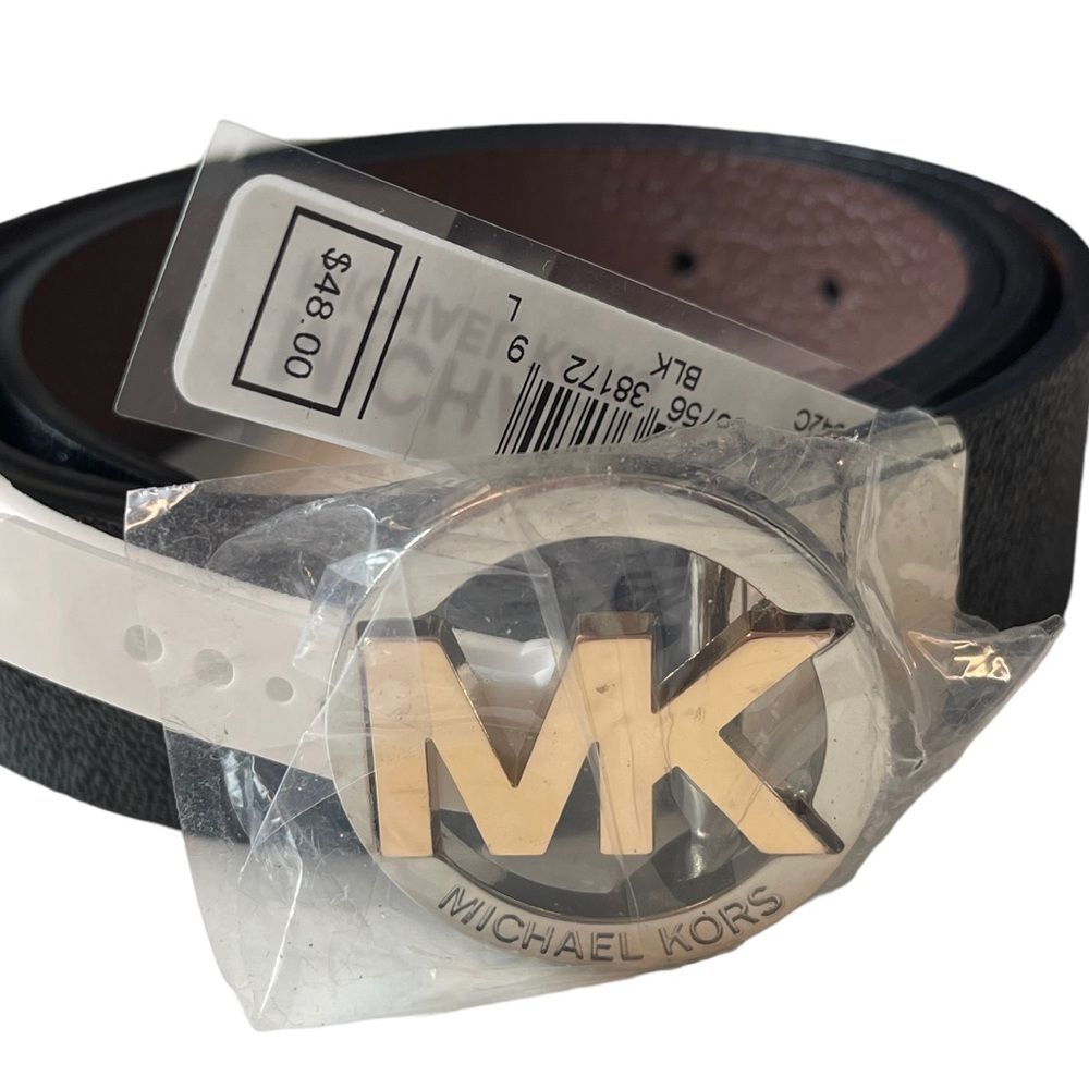 MICHAEL Michael Kors Reversible Leather Monogram Belt Size L